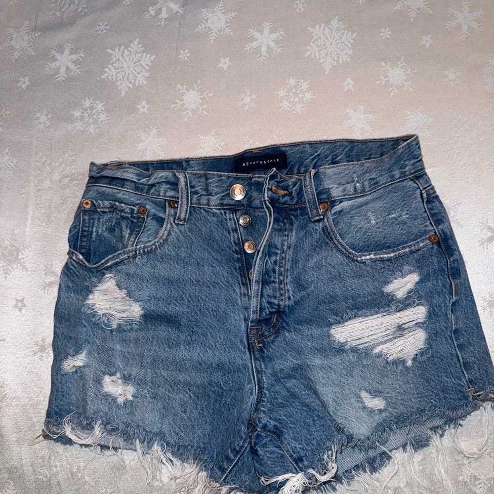 Aeropostale Distressed Jean Shorts High-Waisted